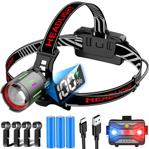 �w�b�h���C�g ���� �����P�x 3000000���[���� ���邢 USB�[�d�� led ���C�g 6�̏Ɩ����[�h �Z���T�[�@�\ �w�����b�g���C�g �Y�[������ 120°�p�x���� �w�����b�g�p Type-C �d�r�� �ւ��ǂ炢�� ��