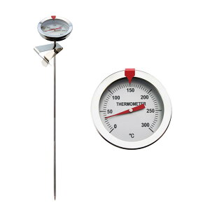 揚げ物用温度計 調理用温度計 コーヒー温度計 高精度温度計 食品グレードの 304 ステンレス鋼素材 天ぷら温度計 調理温度測定 ダイヤルポインタ温度計 固定クリップ付属 電池は不要です 掃