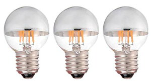 シルバーG45 4W LED フィラメント電球 E26口金 2700K暖色ウォームホワイト 110-120V 白熱電球40W形相当 全配光タイプ (3個入, E26口金)