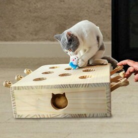 木製の猫のおもちゃ もぐらたたき キティ 迷路ボックス ペット用品 インタラクティブ