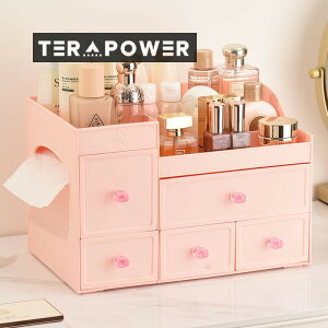 家庭用 ピンク グリーン ホワイト 3色 オプション 化粧品 収納ケース 大容量 引き出し式 デスクトップ 収納ボックス