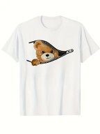 200g純綿のTシャツはかわいい小熊+ジッパーのアイデアで、癒されます!甘ちゃんも、ウンコ取りも、日常着…