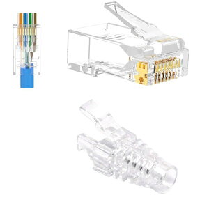 VCE ђʎ RJ45RlN^+یJo[ CAT6ACAT5EACAT5 LANP[up zȒP ܐ܂h~ 23-26AWG 50Zbg