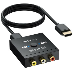 PROZOR RCA to HDMI �ϊ��R���o�[�^�[ AV to HDMI �ϊ��� 4:3��16:9�ؑ։\ 720P��1080P�Ή� 3�F�[�q �ϊ��A�_�v�^ ���{��������t��Wii/PS1/PS2/N64�Ή� DVD/VHS/VCR�Ή�
