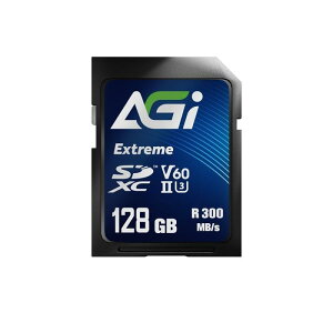 AGI SD�J�[�h 128GB V60 Extreme SDXC UHS-II U3 (�ǂݍ��݁E�������ݑ��x300/100MBs) SE238 �������[�J�[�h 8K UHD SDXC �f�W�^���J���� ��჌�t�J�����ɑΉ�
