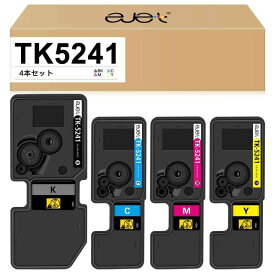 ejet 互換トナーカートリッジ 京セラ (Kyocera)用 トナー 5241 TK5241 TK-5241 4色セット ブラック(TK-5241K)約4,000ページ/カラー(TK-5241C / TK-5241M / TK-5241Y)約3,000