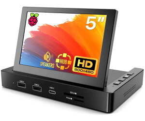 ROADOM Raspberry Pi�p���j�^�[ �P�[�X�t�� IPS�p�l�� 1024X600 �^�b�`���j�^�[ 178°�S���� ���o�C�����j�^�[ �X�s�[�J�[���� ���^���j�^�[ ���b�v�g�b�v/PC/Raspberry Pi 4/3/2/1 Xbox PS4/