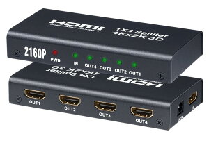 ELEVIEW HDMI ���z�� 1����4�o�� �����o�� 4K/3D/HDCP�Ή� �ؑ֊� �Z���N�^�[ PS3/PS4/BD�v���C���[�Ή� AC�A�_�v�^�[�t�� 1x4 EHD-604N