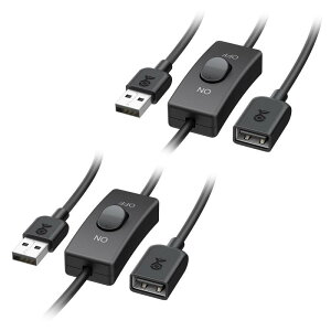 Cable Matters 2�{�Z�b�g USB �����P�[�u�� �X�C�b�`�t�� 0.9m�A �f�[�^�Ɠd�͂��T�|�[�g�AUSB2.0 �����P�[�u�� ON/OFF �X�C�b�`�AType A �I�X ���X �R�[�h�A�u���b�N