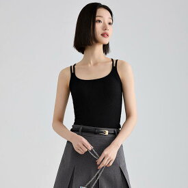 タンクトップ レディース キャミソール インナー バックオープン カップ付き 美背中 ノースリーブ 接触冷感 薄手 涼感 伸縮性 通気性 肌着 部屋着 ルームウェア スクエアネック スクエアカラー Uネック バックレス 無地