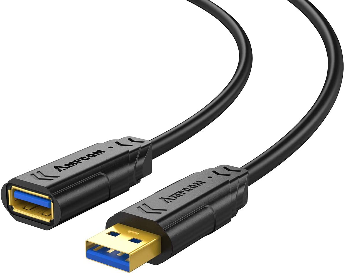 1年間保証 一ヶ月以内返品可能 メール便送料無料 売り出し AMPCOM 営業 USB延長ケーブル 0.5M USBケーブル 金メッキコネクタ 延長コード Aオス-Aメス 5Gbps高速データ転送 USB3.0