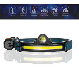 【送料無料】【678-2】COBヘッドライト タッチレス センサー搭載 COB XPG 懐中電灯 充電式 LEDライト LEDヘッドライト LEDランプ