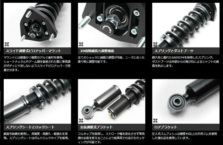楽天市場 M S トヨタ 16 アリスト Jzs160 161 Aimgain Black Damper 車高調キット 段階減衰力調整 エイムゲイン 社外品 ダンパー ショック セット 1台分 Toyota Aristo ブラックダンパー エムズパーツshop 楽天市場店