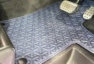 【M’s】 W447 ベンツ Vクラス V220d (2016y-) ラグジュアリー レザー フロア マット フロント 2枚 ( ネイビーxアローステッチ ) 社外品 メルセデス Mercedes-Benz カスタム ドレスアップ 改造 内装 運転