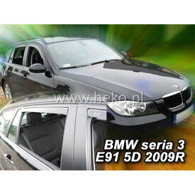 【M's】E91 BMW 3シリーズ ツーリング ワゴン (2005-2012) HEKO ドアバイザー サイドバイザー 1台分 (フロント+リア) ヘコ 雨避け セット フロントバイザー リアバイザー ダークスモーク 社外品 外装 部品 パーツ 311143 4582626810356