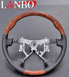 【M's】トヨタ ハイエース 200系(3型)LANBO製 ノーマルグリップタイプ コンビステアリング(茶木目調)//レジアスエース 社外品 ランボ オリジナル ハンドル ハンドル 200ハイエース ハイ