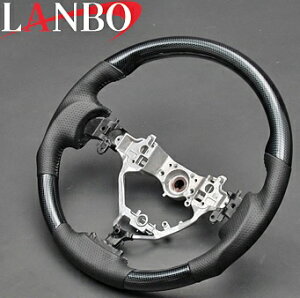 【M's】トヨタ ハリアー 60系(ZSU60・65W/AVU65W)LANBO製 ガングリップ コンビステアリング(カーボン調)//TOYOTA HARRIER 社外品 ランボ ハンドル ガングリップステアリング
