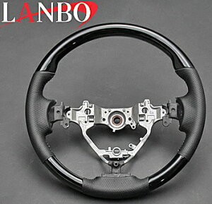 【M's】トヨタ ハリアー 60系(ZSU60・65W/AVU65W)LANBO製 ノーマルグリップ コンビステアリング(ピアノブラック) LS179 TOYOTA HARRIER 社外品 ランボ ハンドル ガングリップステアリング