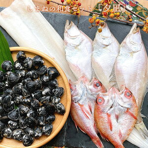 夕凪(ゆうなぎ)和食セット 島根産無添加干物! 岡富商店 「一日漁」宍道湖産冷凍しじみ ・穴子一夜干し ・のどぐろ ・えてかれい