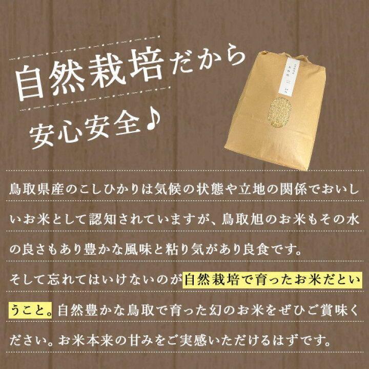 楽天市場】お米 玄米 新米 希少米 自然栽培 令和7年産 鳥取旭 玄米 