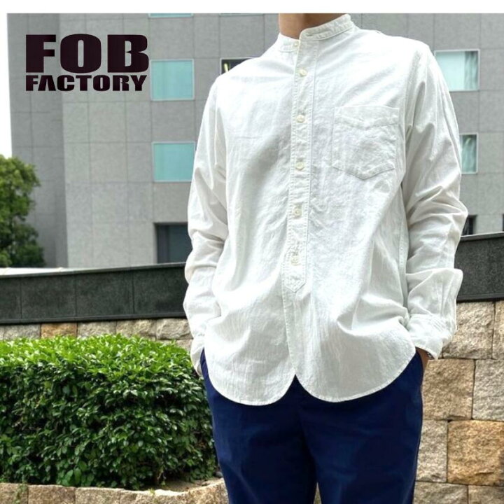 楽天市場】【 FOB 】 FOBファクトリー F-3429 バンドカラー シャツ 白 