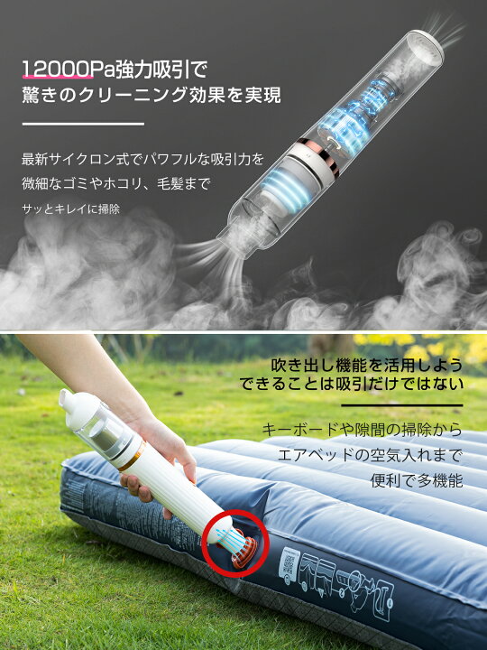 楽天市場】コードレス掃除機 掃除機 ハンディ掃除機 12000pa強力吸引 