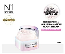 「 サンキュー クーポン 5% OFF !」 ロレアルパリ（Loreal Paris） GLYCOLIC-BRIGHT GLOWING CREAM DAY SPF17 50ml 潤燥 エッセンス 導入 美容液 トーンアップ ハリ ツヤ 透明肌 全肌質 トラベル スタート コスメ 化粧品 スキンケア スキンクリーム