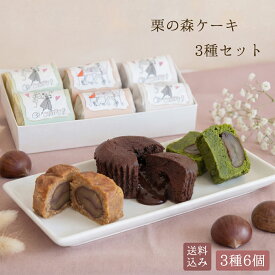 バレンタイン ギフト プレゼント 栗の森ケーキ3種6個入 洋菓子 焼き菓子 フォンダンショコラ チョコ チョコレート 焼きモンブラン 抹茶 カップケーキ マロン 新作 人気 個包装 高級 誕生日 御祝 お礼 可愛い おしゃれ 詰め合わせ 岐阜 恵那 良平堂