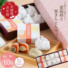 栗きんとん 栗福柿 詰め合わせ 10入 岐阜県産和栗100％ 老舗良平堂の高級和菓子ギフト 御歳暮 人気 冬ギフト 贈答用 個包装 お歳暮 お年賀 御礼 御挨拶 お取り寄せスイーツ 恵那銘菓 干し柿と栗きんとんの詰め合せ 送料無料 上品な甘さ 帰省土産 プレゼント