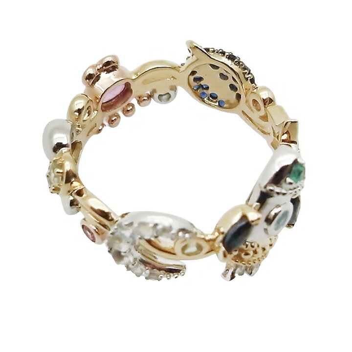 楽天市場】GSTVマルチカラーストーンユニバースリングK18(YG/PG)/Pt950  