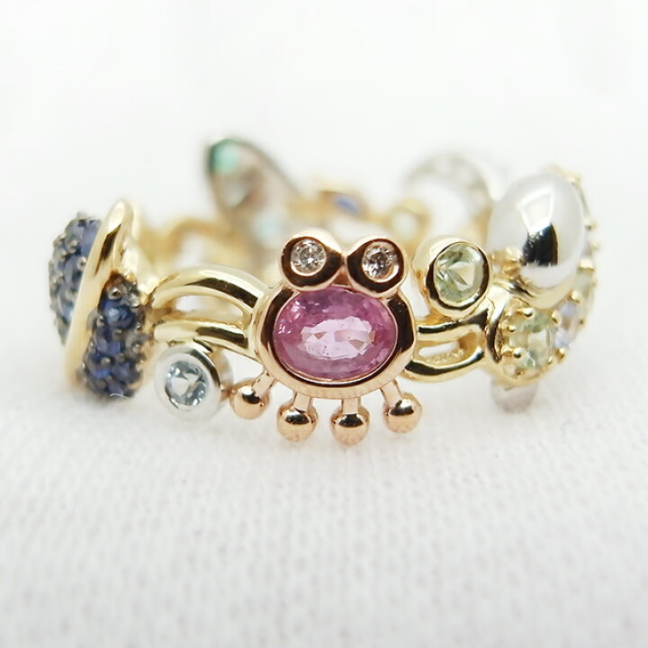 楽天市場】GSTVマルチカラーストーンユニバースリングK18(YG/PG)/Pt950  