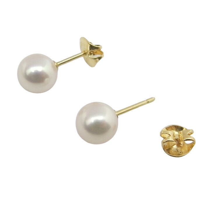 楽天市場】ミキモト(MIKIMOTO)アコヤ真珠ピアスK18 7.35mm 2.0g【中古  
