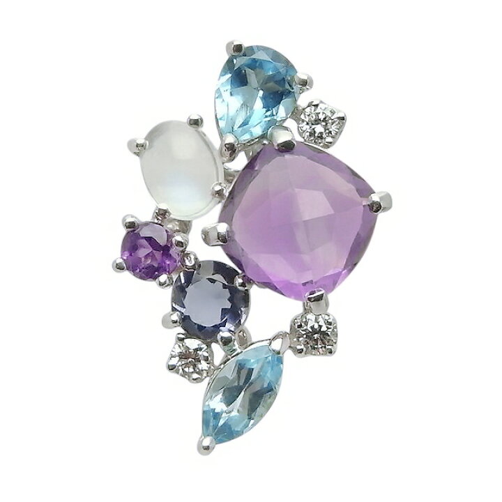 楽天市場】マルチカラーストーンダイヤモンドペンダントK18WG 1.16ct 