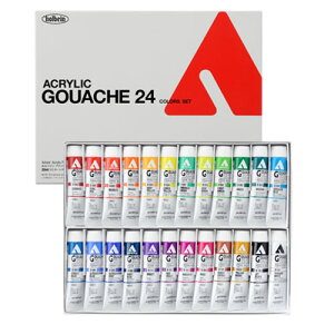 【ホルベイン】不透明・アクリル樹脂絵具アクリラガッシュ24色セット 6号チューブ20ml【アクリル絵の具】