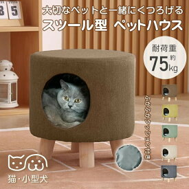スツール型ペットハウス ペットベッド 猫用 小型犬 キャットハウス 犬猫兼用 収納 ふわふわクッション付き 耐荷重75kg ブラウン グリーン ベージュ グレー ギフト