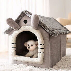 猫と犬用の快適ペットハウス - 取り外し可能で洗える冬用ベッド | クラシックスタイルの柔らかいポリエステル製猫の洞窟ネスト