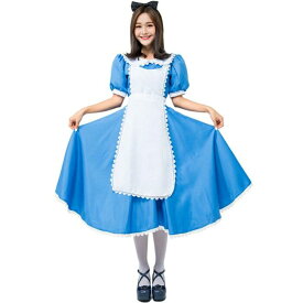 【スーパーSALEで半額】ハロウィン メイド コスプレ レディース アリス 不思議の国のアリス コレクション 仮装衣装 大人 ミモレ丈ワンピ アリス 定番コスチューム ふしぎの国のアリス コスプレ衣装 アイドルコスプレ ゴスロリ アリス アニメ コスチューム