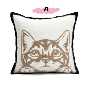 送料無料 クッションカバー 抱き枕カバー 45*45cm 座布団カバー もこもこ 猫柄 CAT 現代風 背当てカバー 角型 四角 無地 シンプル 高級感 在宅勤務 マルチカラー 一人暮らし 北欧 新築祝い ギフ