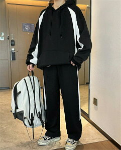 上下セット メンズ ジャージ カジュアル パーカー おしゃれ 春 秋 ストレート フーデッド セットアップ 男性用 2点 上下 セット 長袖 ス