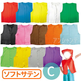 衣装ベース ソフトサテン ベスト C 総丈38cm 全14色 1個入 / 子供用 子供サイズ 赤 青 黄 緑 桃 黒 茶 オレンジ 水色 黄緑 金 銀 紫 ダンス コスチューム 衣装 体育祭 運動会 応援 小物 小学生 幼稚園 保育園 アーテック artec 【ゆうパケット対応】