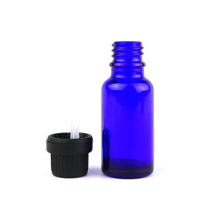 在庫限り!20ml 1個入 遮光瓶 青色 ドロッパー付 28mm×70.5mm Φ10.5mm / 遮光ビン ガラスボトル ガラス製 保存用 ブラウン アロマオイル エッセンシャルオイル 精油 蓋付 ガラス瓶 キャリアオイル