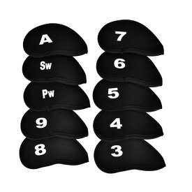 YFFSFDC ゴルフアイアンカバー ヘッドカバー 10枚入り（3〜9、A、Pw、Sw）番号 保護カバー