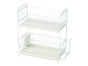 パール金属 スキット 珪藻土トレー水切りラック2段<スリム>(ホワイト) HB−4988
