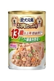 ユニチャーム 愛犬元気 缶 お肉たっぷり 13歳以上用 ビーフ 緑黄色野菜 375g