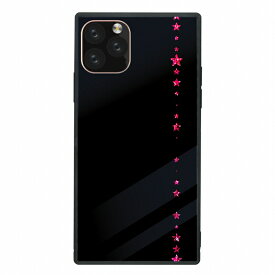 スクエア型 四角 耐衝撃 背面ガラス 強化ガラス iPhone14対応ケース TPU ハードケース iPhone13 ProMax mini iPhoneSE(第3世代) 12 11 Galaxy S9 ケースグリッター ブラック 星 キラキラ 大人可愛い