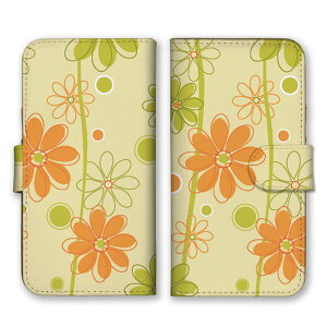 全機種対応 手帳型スマホケース iPhone14 13 Pro Max対応 フラワー 大花柄 大きい花柄 ドット柄 上品 シンプル 北欧柄 大人可愛い オレンジ グリーン 水玉模様 スマートフォンケース スマホケース