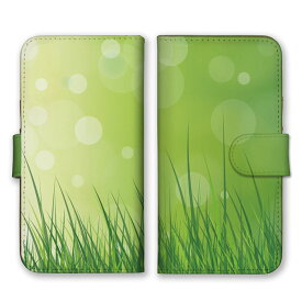 全機種対応 手帳型スマホケース iPhone14 13 Pro Max対応 草原 自然 植物 ナチュラル イラスト グリーン 緑色 ふわふわ 光の粒 上品 二つ折り カード収納 スマートフォンケース スマホケース Xperia AQUOS arrows Galaxy Google HUAWEI Rakuten Hand OPPO