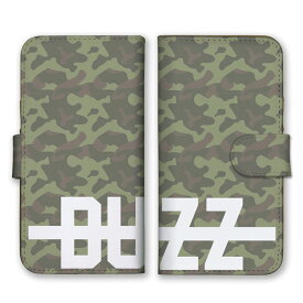 全機種対応 手帳型スマホケース iPhone14 13 Pro Max対応 BUZZ バズ ロゴ 英字 ロゴ 英字 英語 シンプル カーキ グリーン ベージュ 迷彩柄 カモフラ柄 ミリタリー かっこいい カードホルダー付き カード収納 合皮 合成レザー 手帳タイプ スマートフォン ケース カバー