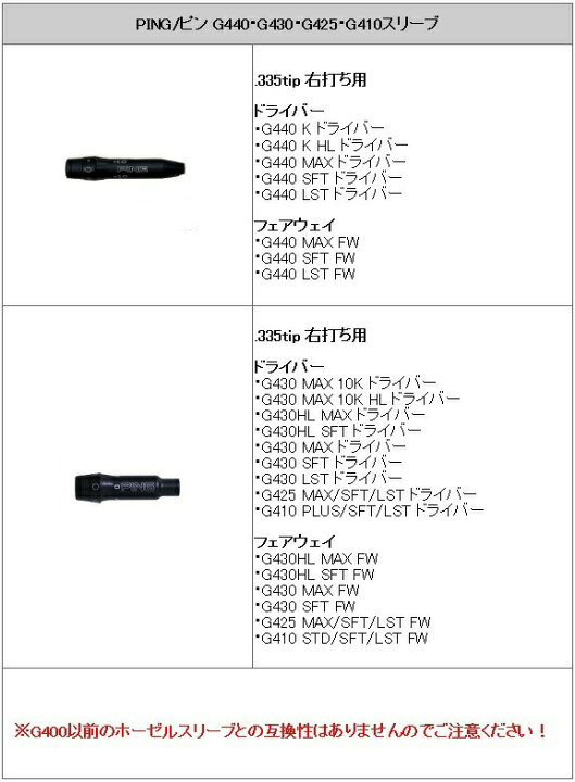 楽天市場】ピン/PING G430/G425/G410 スリーブ装着シャフト GRAPHITE 