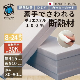 【素手でさわれる断熱材】 リフォーム DIY キャンピングカー ハイエース 保温 防音 古民家 改修 床断熱 断熱材 キャンプ リノベーション 住宅 ポリエステル 化学物質過敏症 シックハウス 対策 パーフェクトバリア床用ボードタイプ厚幅415mm長910mm厚み30～80mm密度30K
